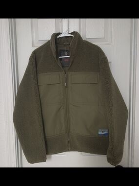 Levi's Olive Sherpa Zip-Up Jacket New $198